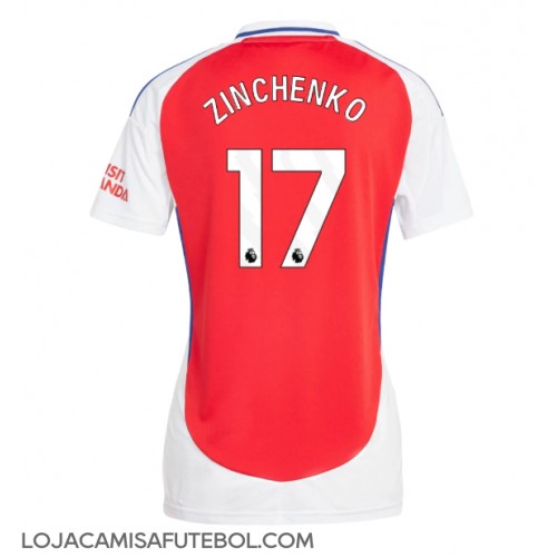 Camisa de Futebol Arsenal Oleksandr Zinchenko #17 Equipamento Principal Mulheres 2024-25 Manga Curta